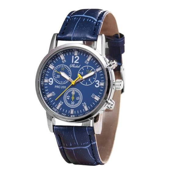 Jewelry VerPetridure Blue-ray glass neutral quartz simulates wrist epidermal Leather Strap watch