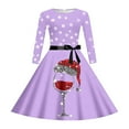 thumbnail image 3 of XEGLSBU Girls Christmas Dress Size 14-16 Style Girls Print Party Dress with Lace up Front Long Sleeves and Back Elastic Zipper for Festive Pageant Gown 2-Light Purple Size 11-12 Years, 3 of 3