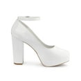 thumbnail image 3 of BLISSFUL STEP Escarpins à Talon Bloc pour Femmes Plateforme Bride à la Cheville Bout Rond Talon Blanc 11, 3 of 7