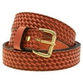 thumbnail image 2 of Mens 1 1/2 Chestnut English Bridle Leather Belt Embossed Basket Weave, 2 of 4