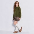 thumbnail image 2 of GobdXE Girls Solid Round Neck Relax Long Sleeve Rib Hem Casual Knit Pullover Dark Green,9-10 Years, 2 of 5