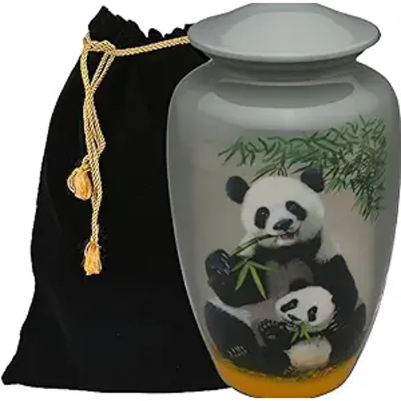 EDEN URNS for Human Ashes Adult Memorial urn Funeral Cremation Urns Giant Panda (Aluminum)
