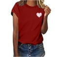thumbnail image 2 of Viikei Casual Crew Neck Short Sleeve Women's Top,Women's Round-neck Heart-shaped Printed Short-sleeved Casual Loose Top Red S, 2 of 6