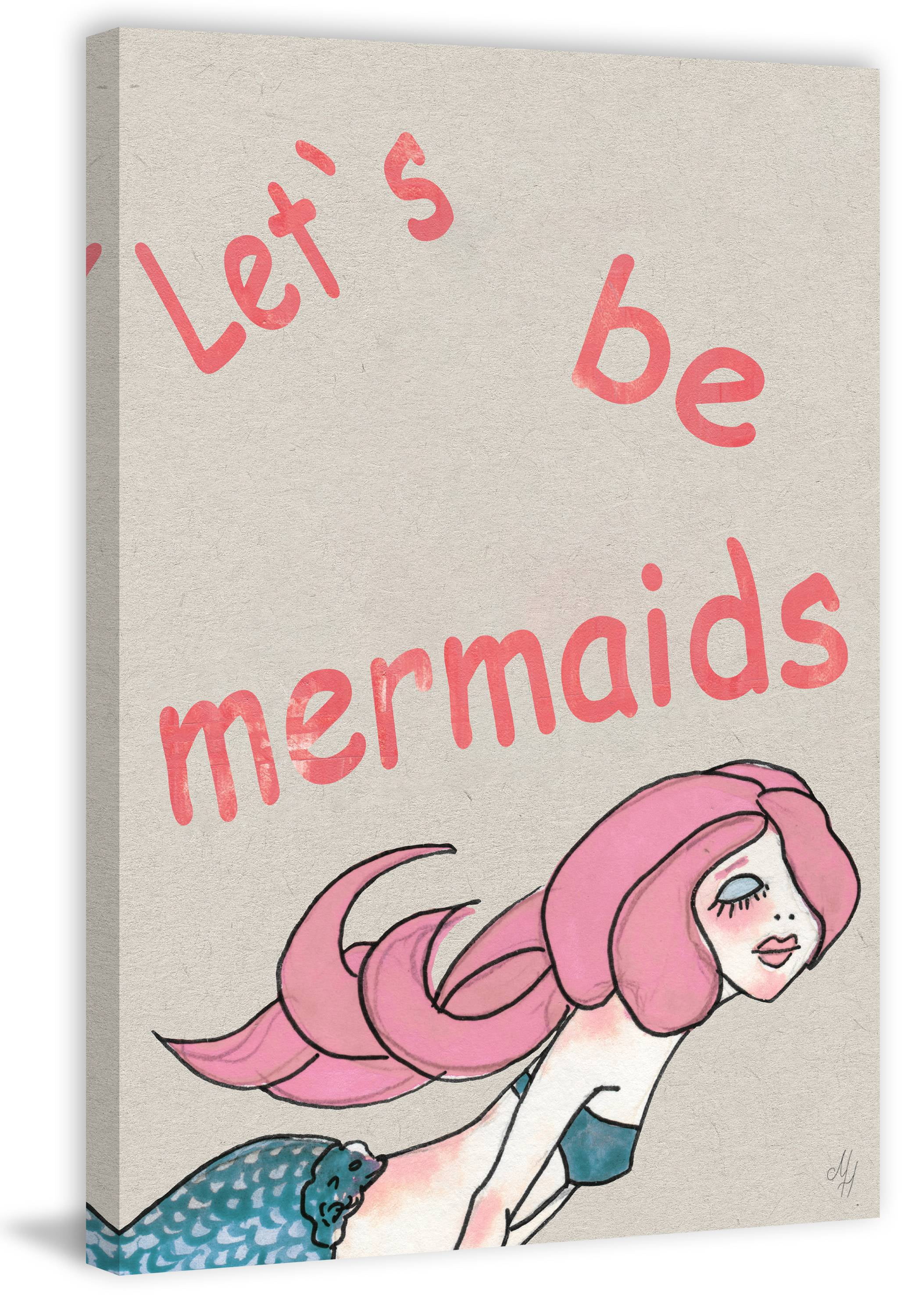 Marmont Hill Let's Be Pink Mermaids Canvas Wall Art