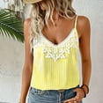 thumbnail image 2 of FRSASU Women's V Neck Lace Tank Tops Summer Stripe Color Block Casual Sleeveless Shirts Tops Yellow, 2 of 9