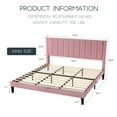 thumbnail image 6 of Einfach King Size Platform Bed Frame with Upholstered Velvet Vertical Headboard, Pink, 6 of 6