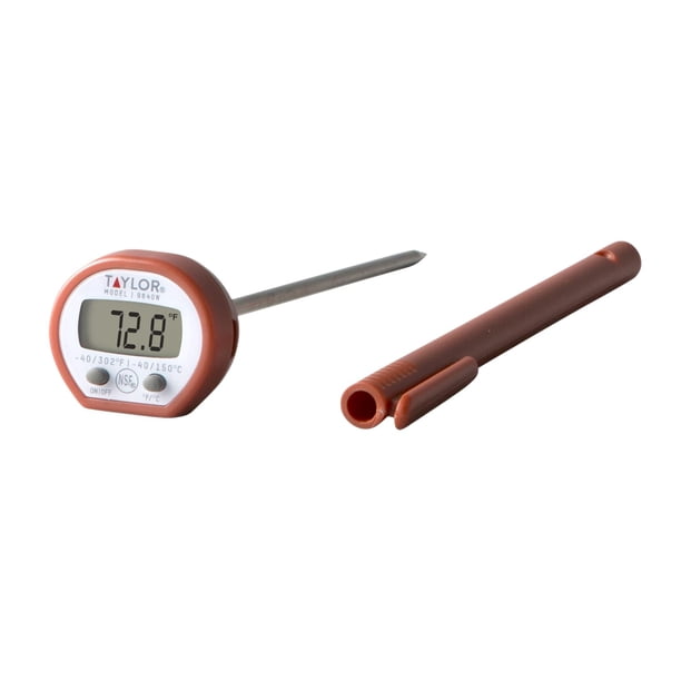 Taylor Precision Products Termómetro digital de lectura instantánea para carne, parrilla, cocina, barbacoa, cocina, viene con clip de manga de bolsillo, rojo
