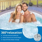 82 Inflatable Hot Tub, Segmart 5 to 7 Person Outdoor Hot Tub, Round Portable Home Spa with 130 Soothing AirJets, Lockable Cover, and Storage Bag, Built-in Heater Pump, Max. 104°F