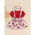thumbnail image 6 of Suealasg Baby Girls Outfit 3 6 12 18 24 Months Infant Girls Short Sleeve Ribbed Romper Daisy Print Suspender Skirt Headband Set 0-18M 3Pcs Newborn Girl Summer Clothes, 6 of 9