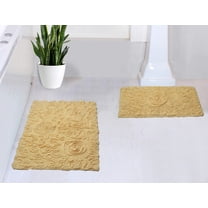 Home Weavers Modesto Bath Rug 100% Cotton Non-Slip Bathroom Rug Set Machine Washable Bathroom Rug-17"x24", Bath Rug- 21"x34", Yellow Color 2 Piece Bath Rug set