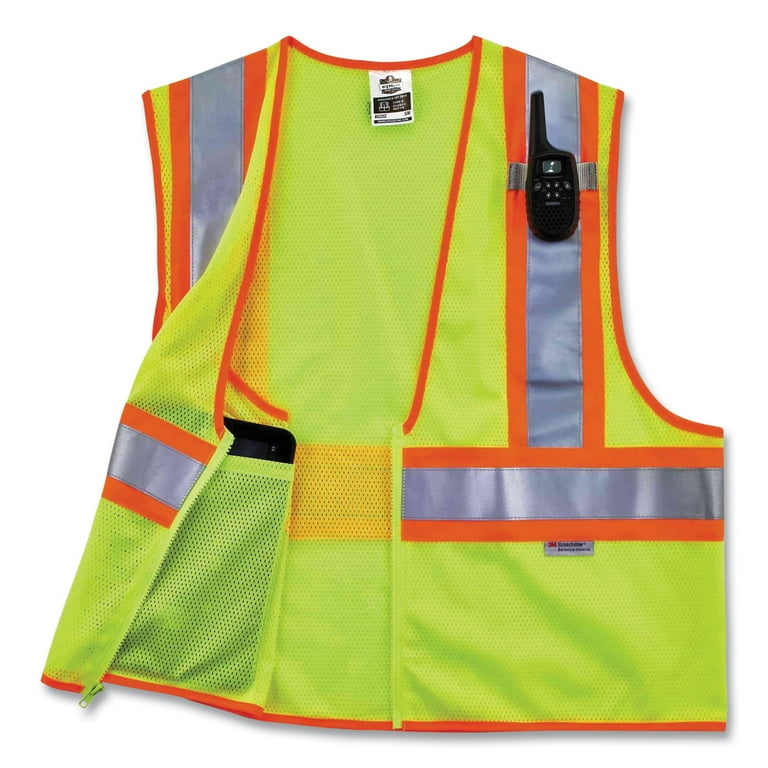 GloWear 8230Z Class 2 Two-Tone Mesh Zipper Vest, Polyester, 4X-Large/5X-Large, Lime, Ships in 1-3 Business Days GloWear 8230Z Class 2 Two-Tone Mesh Zipper Vest, Polyester, 4X-Large/5X-Large, Lime, Ships in 1-3 Business Days