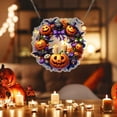 thumbnail image 2 of Btomtd Diameter 8" Pumpkin Skull Wreath Halloween Decor Acrylic Round Disk Hanging Ornament with Garland for Front Door Window, C, 2 of 6