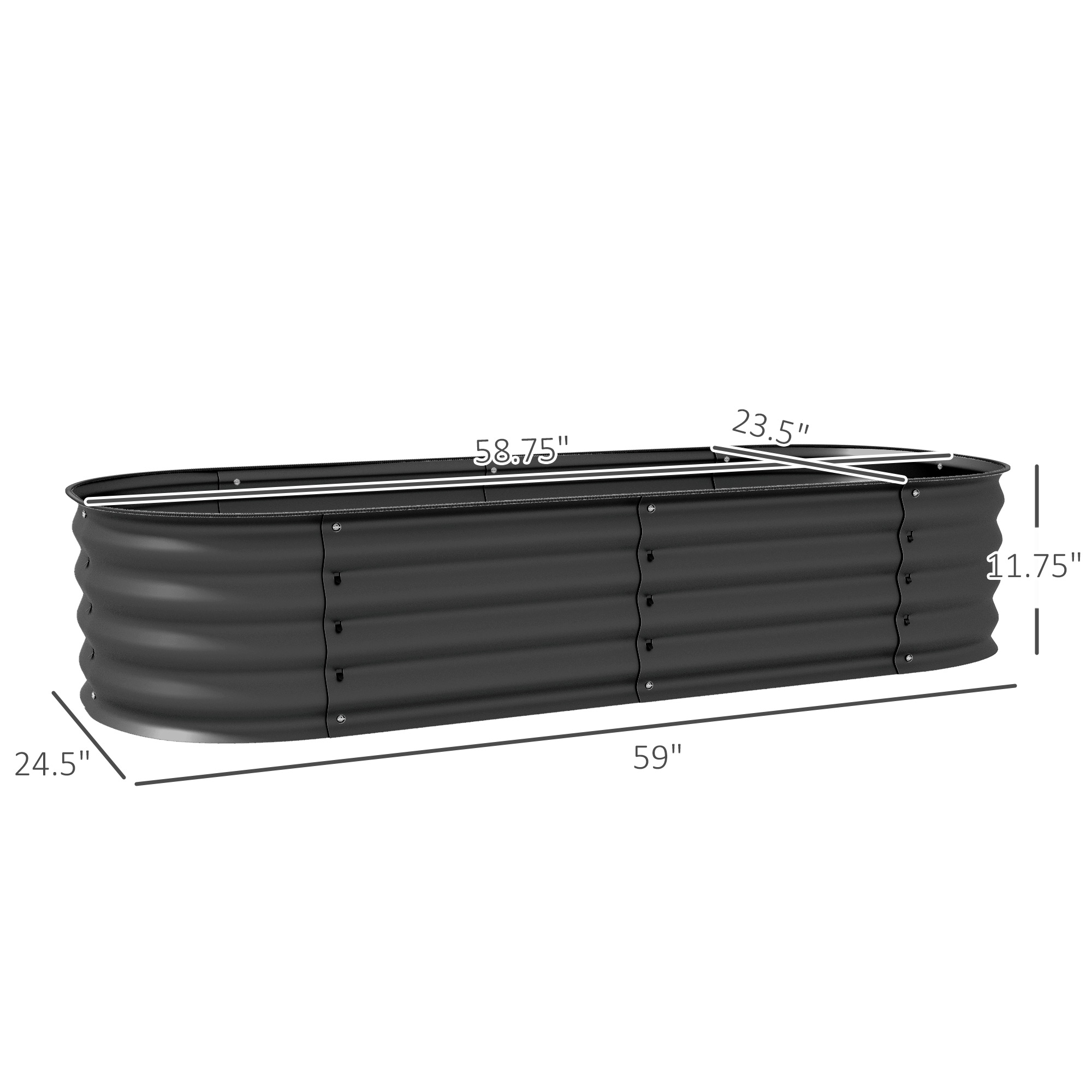 Galvanized Raised Garden Bed Kit, Outdoor Metal Elevated Planter Box with Safety Edging, Easy DIY Stock Tank for Growing Flowers, Herbs & Vegetables, Dark Gray 4.9'x2'x1'