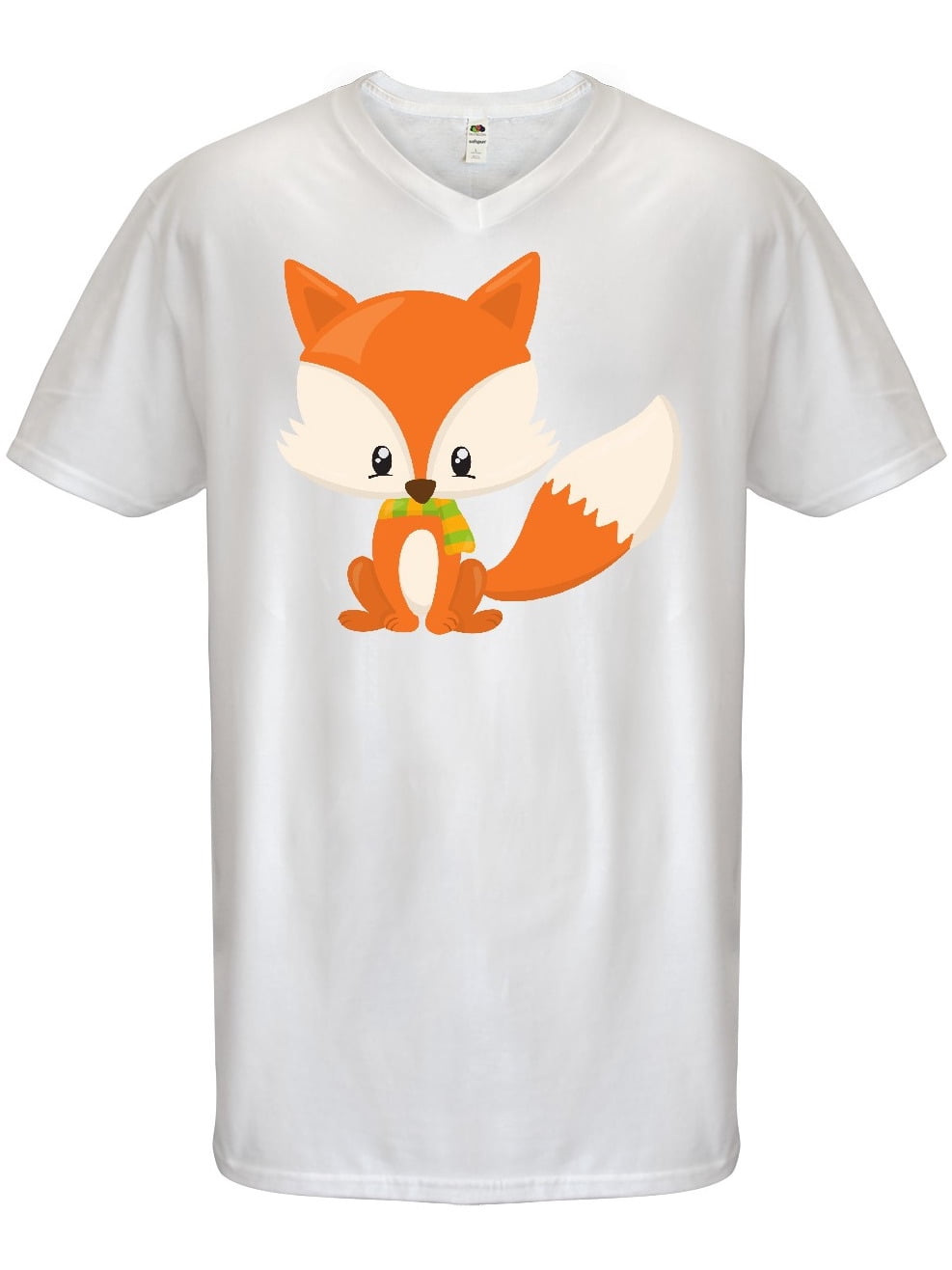 Inktastic Cute Fox Wearing A Scarf, Orange Fox, Little Fox Men's V-Neck T- Shirt - Walmart.com