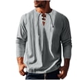 thumbnail image 1 of zbxnLI Mens Linen Shirts Drawstring V Neck Long Sleeve Shirt Lightweight Spring Fall Long Sleeve T-Shirts, 1 of 8