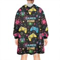 thumbnail image 2 of Wearable Oversized Blanket,Colorful Controllers Games Icons Black Pattern Wearable Blanket Hoodie for Adults,Cozy Hooded Blankets with Super Pockets,Super Warm Fuzzy Pullover for Women & Men, 2 of 6