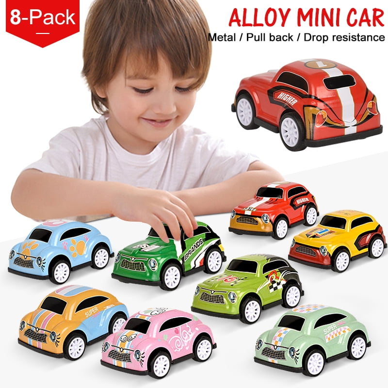LNKOO Pull Back Car, 8 Pcs Assorted Mini Truck Toy and Race Car Toy Kit