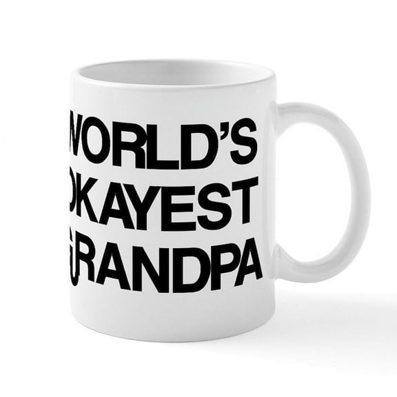 CafePress - World's Okayest Grandpa Mug - 11 oz Ceramic Mug - Novelty Coffee Tea Cup