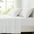 thumbnail image 2 of Lush Decor Coastal Chic Scalloped Edge Cotton Sheet Set 4 Piece Set King Sage - White Sheets - Scallop Trim - Bed Sheets - Coastal Decor, 2 of 9