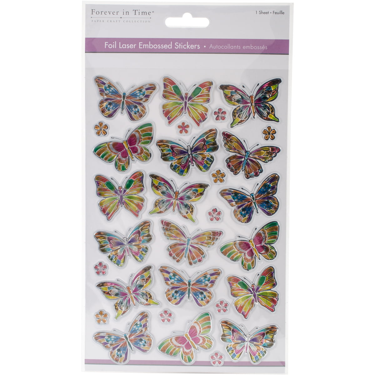 MultiCraft Foil Laser Embossed Stickers-Butterfly Frenzy - Walmart.com ...