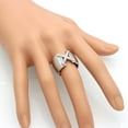 thumbnail image 6 of Women's Titanium Steel Ring X Shaped Cross with Diamond and Zircon Europe America CNC Ring Loose Gem Stone Ring, 6 of 6