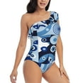 thumbnail image 5 of Balery Evil Eye One Shoulder Swimsuits for Women Ruffle Swimsuits Tummy Control One Shoulder Bathing Suits-X-Large, 5 of 8