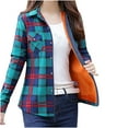 thumbnail image 5 of Womens Sherpa Fleece Lined Flannel Shirt Jacket Warm Button Up Winter Casual Fashion Plaid Shirt Jackets Coat, 5 of 5