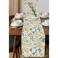 thumbnail image 4 of Yellow Blue Flowers Table Runner Cotton Linen 120 Inch Holiday Dresser Scarves, Watercolor Botanical Floral Plants Tablerunner for Kitchen Coffee Dining Bedroom Dinner Scarf Décor 13''x120'', 4 of 9