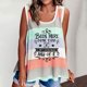 thumbnail image 2 of Moda mujer verano suelta sin mangas colorblock rayas letra impresión camiseta sin mangas Pompotops lopia993455, 2 of 6