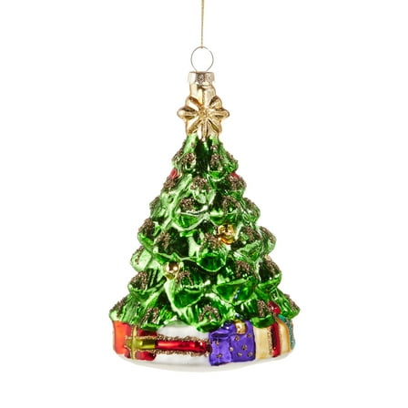 RAZ Imports 5.5" Treasured Moments Christmas Tree with Star Glass Christmas Ornament
