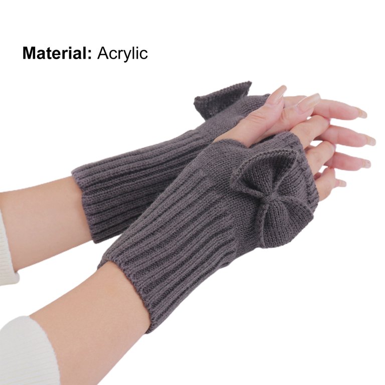 Thickened Velvet Lined Knit Gloves Short Solid Color Plush Cuff Fingerless  Gloves With Thumb Hole Autumn Winter Elastic Coldproof Writing Gloves - Temu