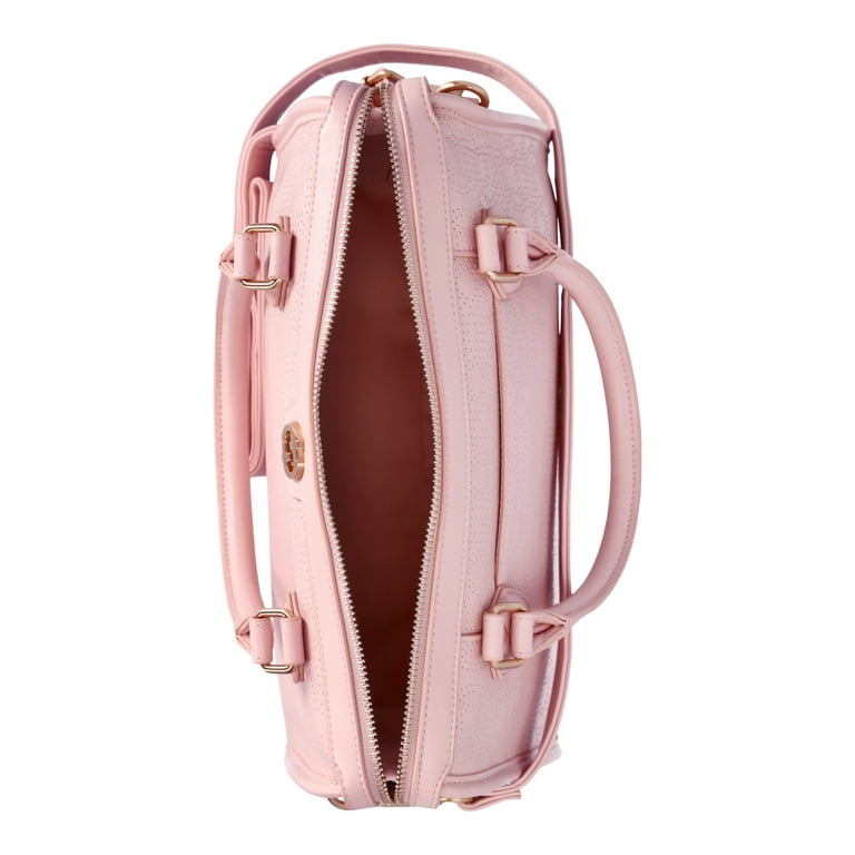 Time and Tru Woman s Wyatt Satchel Handbag Pink Blush Perforated Walmart