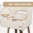 thumbnail image 2 of CRERIYO 360°Swivel Bar Stools Set of 2, Upholstered Linen Kitchen Island Chairs with Low Back, Thick Padded Seat and Circular Footrest, Beige, 2 of 8