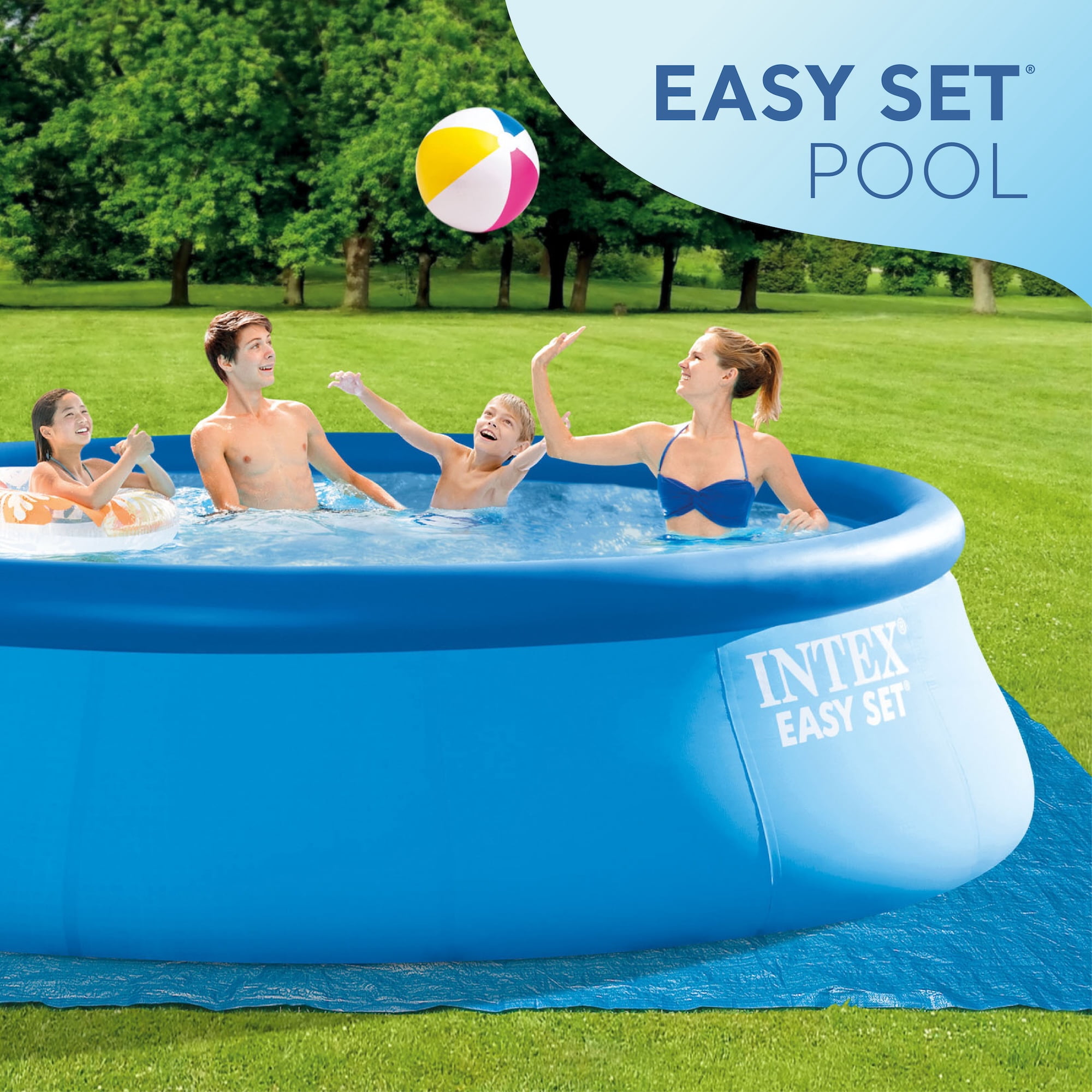 Open Box Intex 15'x48" Inflatable Above Ground Swimming Pool w/ Ladder & Pump