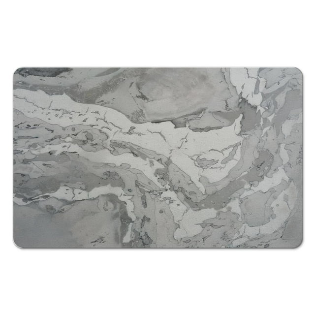 Long Bathroom Rug Runner 20x32 inch – Soft Microfiber Bath Mat in Modern Marble Design - Non-Slip & Machine-Washable Floor Rug for Shower & Tub