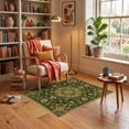 thumbnail image 3 of ODIKA 3'x5' Ultra-Soft Throw Mat, Distressed Medallion Mosaic With Floral Sprays And Scrollwork Vintage Flowing None Washable, Bare feet friendly, Easy Care Indoor rug for Bedside, Vanity, 3 of 7