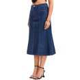 thumbnail image 4 of INSPIRE CHIC Women's Denim Midi Skirt High Waist Fishtail Hem Flared Jean Skirt Dark Blue L, 4 of 6