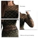 thumbnail image 3 of Top de mujer de manga larga curvada con cuello redondo, blusa ajustada con cintura elástica, jersey de malla a cuadros, 3 of 5
