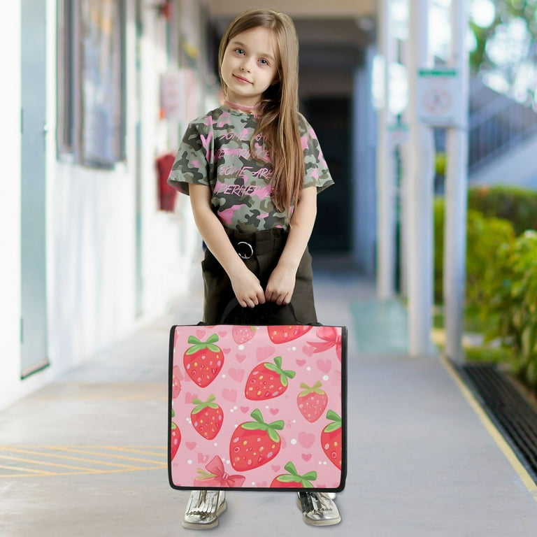 ALAZA Zipper Binder Strawberry and Heart 3 Ring Trapper Keeper