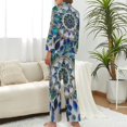 thumbnail image 2 of Retro Mandala Glass Flower Women's Long Sleeve Flannel Pajama Set Sleepwear S, 2 of 5