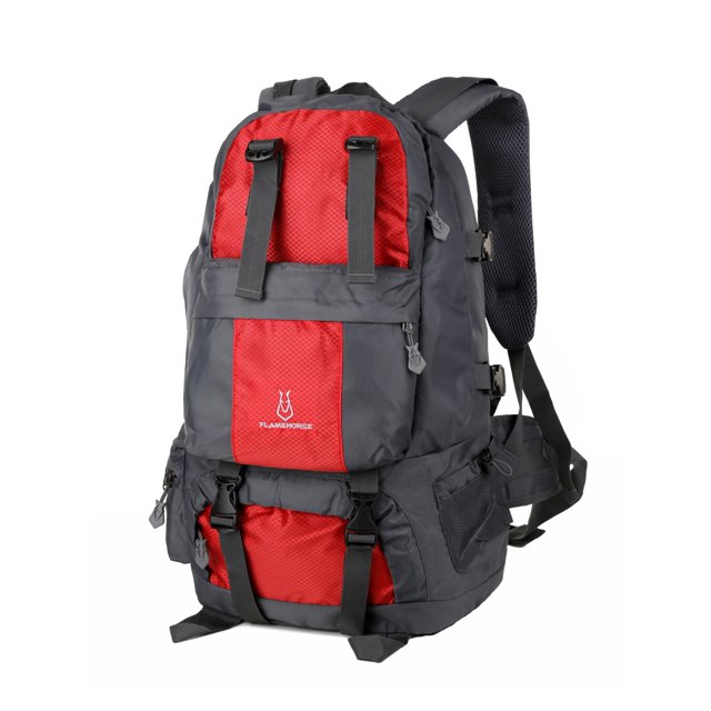 TFixol Sac à Dos de Randonnée en Nylon Résistant à l'Eau 50L pour Hommes et Femmes - Léger, Durable, Multi-Compartiments pour Aventures en Plein Air (Rouge)