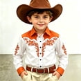 thumbnail image 2 of VOUZZA Boys 3D Western Cowboy Shirt Classic Rodeo Frontier Theme Printed Long Sleeve Button Down Collared Casual Blouse for Kids Ages 4-13, 2 of 4