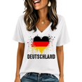 thumbnail image 4 of Women's Football Graphic T-Shirt, Women's V Neck Short Sleeve T Shirt, Casual Letter Print Tee, Fashion Summer Top for Soccer Tournament 2026 Red Size: 2XL, 4 of 6