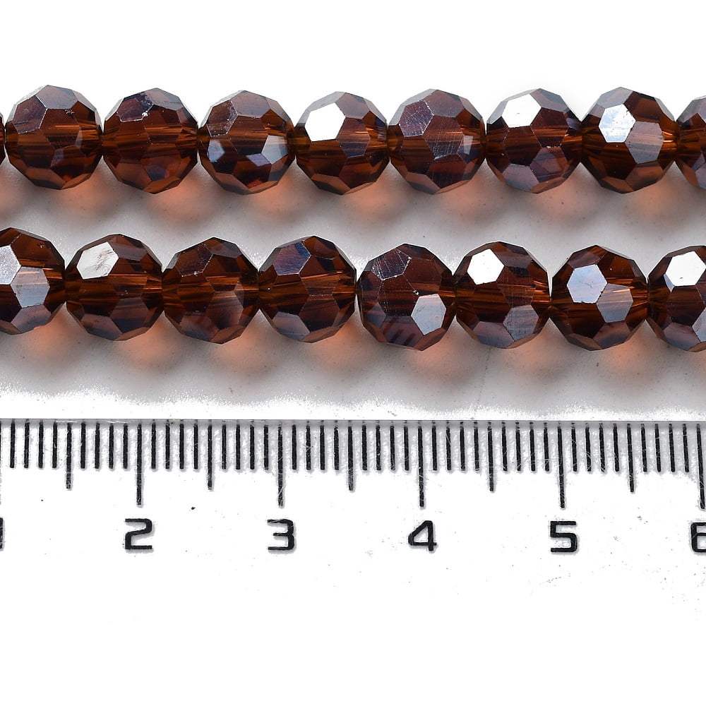 Sienna 10 Strand Electroplate Glass Bead Strands Pearl Luster Plated Faceted(32 Facets) Round Sienna 8x7mmDIY