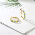 thumbnail image 4 of Gem Stone King 18K Yellow Gold Plated Silver Blue Zircon and Yellow Sapphire Hoop Earrings for Women (4.80 Cttw, Gemstone December Birthstone, Round 4MM and 3MM), 4 of 4