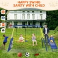 thumbnail image 4 of 5-in-1 Metal Swing Set for Backyard, Kids Outdoor Playground Playset with Slide, Saucer & Single Belt Swings, Basketball Hoop + Soccer Goal, Heavy Duty A-Frame for Ages 3–10, 4 of 8