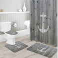thumbnail image 3 of FMSHPON Grey White 4 Piece Bathroom Set Shower Curtain Bath Rug Contour Mat and Toilet Lid Cover, 3 of 8
