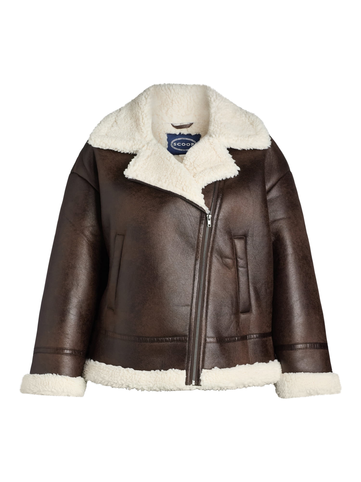 最安値　LEINWANDE Mama's Faux-fur Jacket Scoop Women's & Women's Plus Faux Leather Moto Jacket with