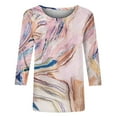 thumbnail image 4 of CHOK Ichuanyi Hauts pour Femmes Liquidation d'Été T-shirt Imprimé Mode pour Femmes Blouse Mi-Longue Manches 3/4 Col Rond Hauts Décontractés, 4 of 5