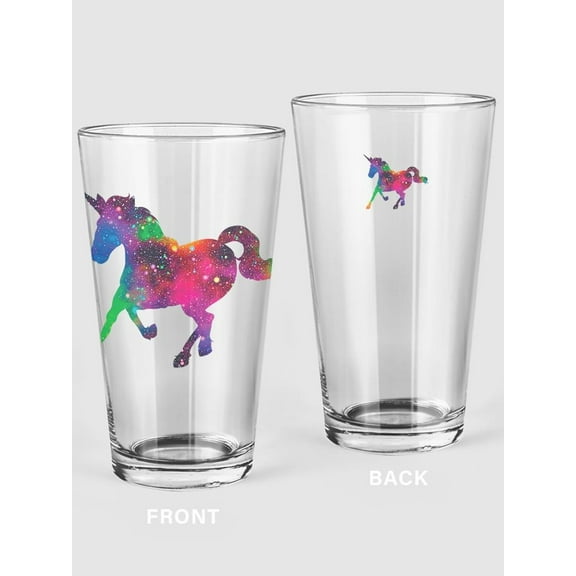 Galaxy Unicorn Pint Glass -SPIdeals Designs, 16 oz Transparent Glass